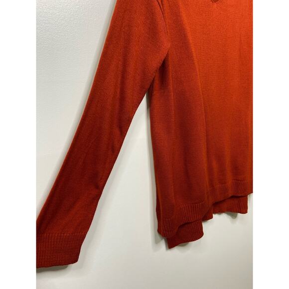 CCK Style V-Neck Pullover Sweater Burnt Orange Wool Women 42 L Pumpkin Autumn - Picture 3 of 8